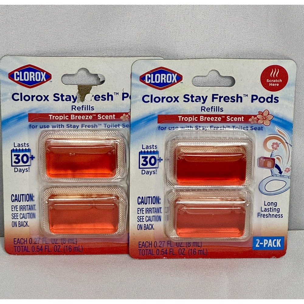 Clorox Stay Fresh Pod Refills 2-Pack(2) Tropic Breeze Toilet Seat‎ Air Freshener